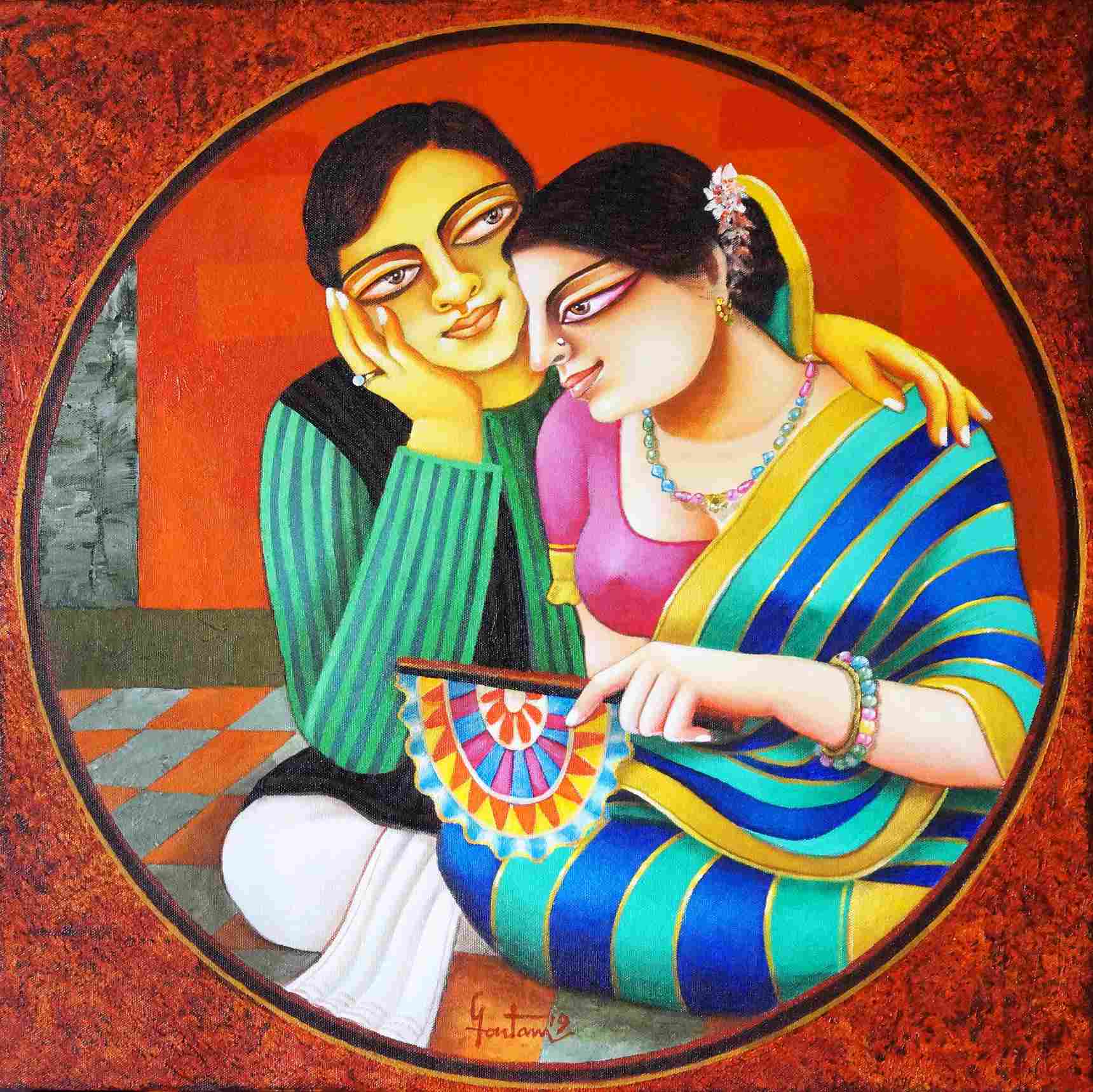 Shubha Gokhale (1959~)コラージュアート「Couple」真作 Couple ( Vol 1 ) – Crafttatva.com
