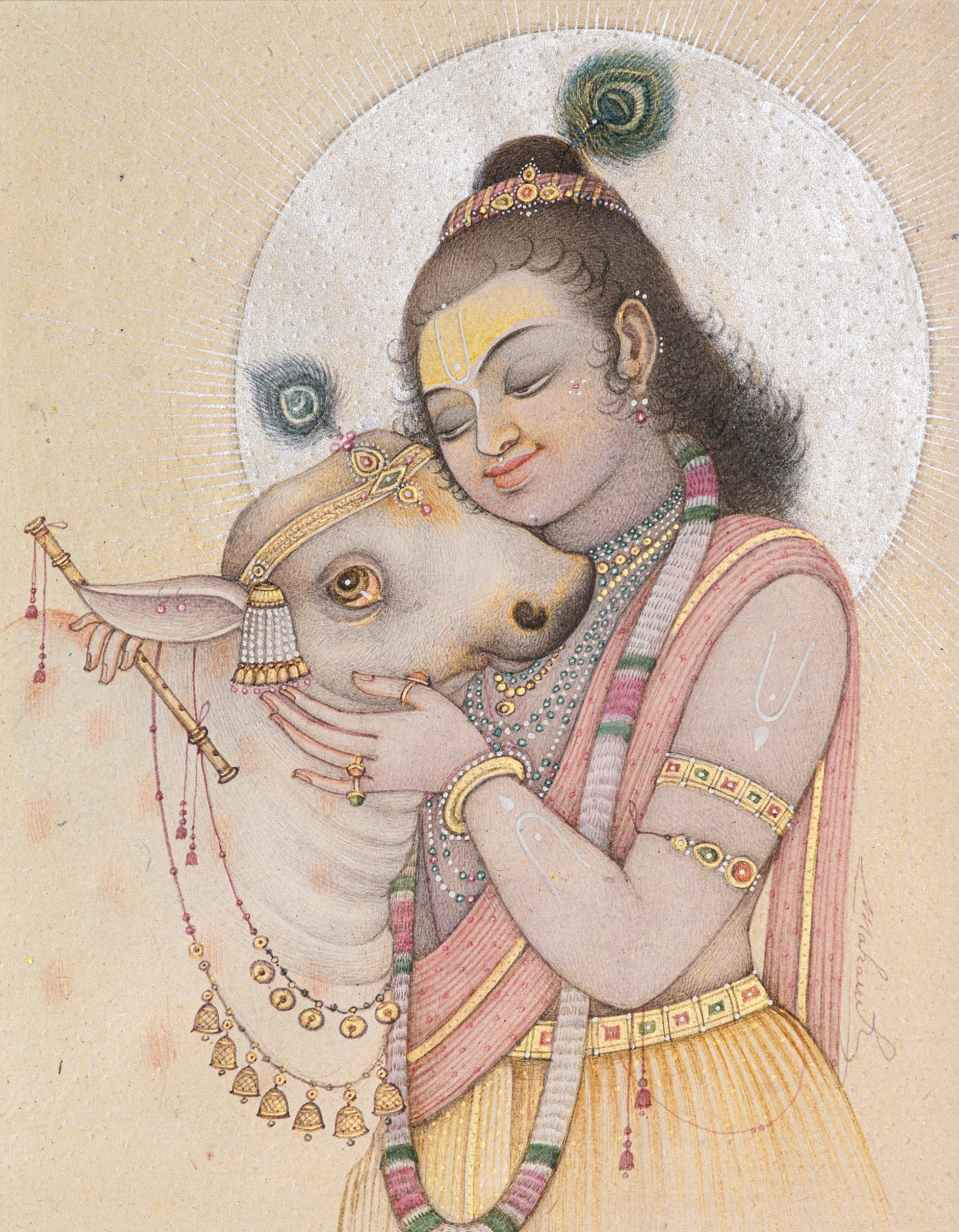 Krishna Cuddling the Calf ( Vol 2 )