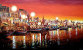 Colourful Night Reflections Varanasi