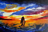 Girl swimming in Sunset