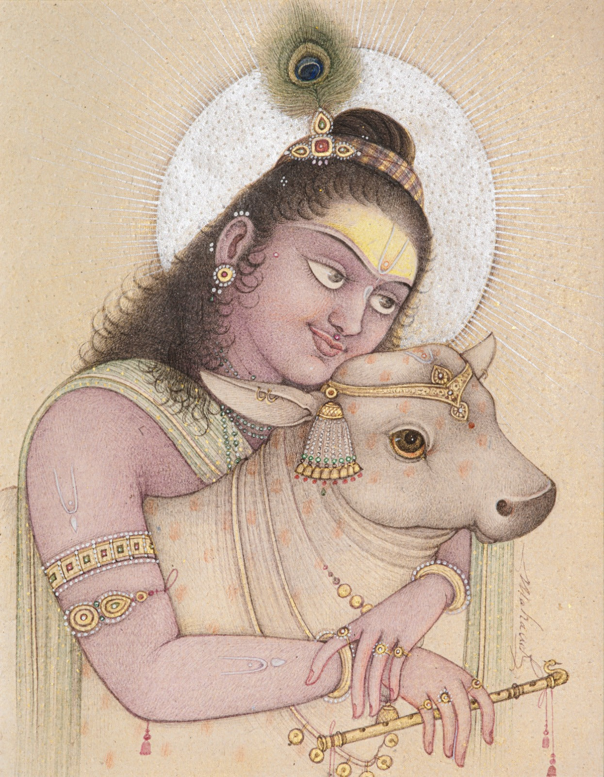 Krishna Cuddling the Calf ( Vol 3 )